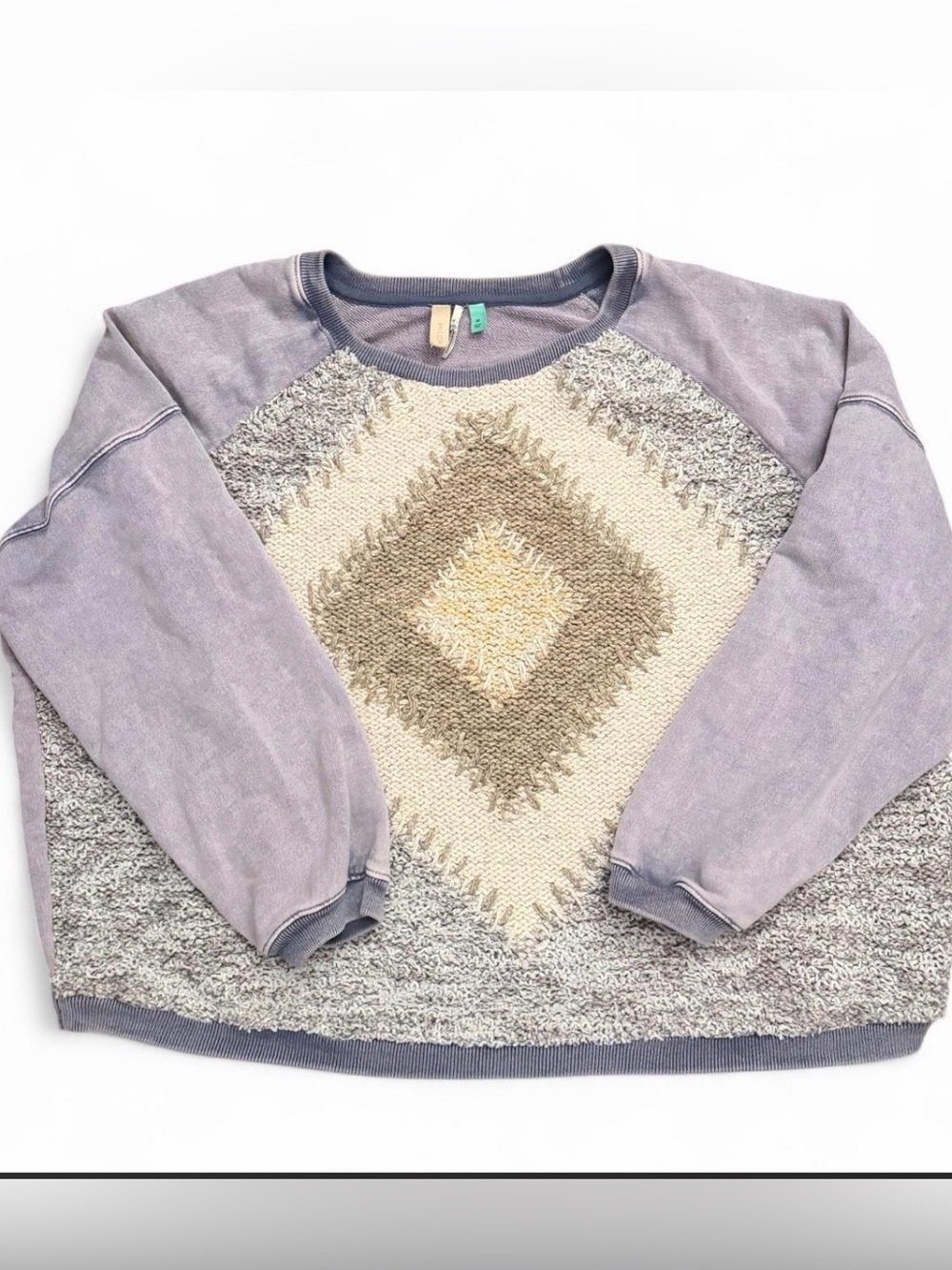 Pilcro Lavender Crewneck Sweater with Diamond Texture
